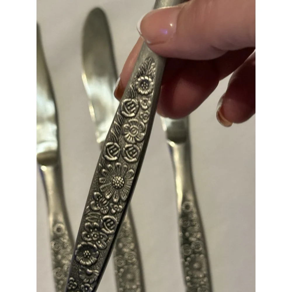 Interpur JARDINERA Stainless Japan Floral Glossy Silverware Set Of 4 Knives